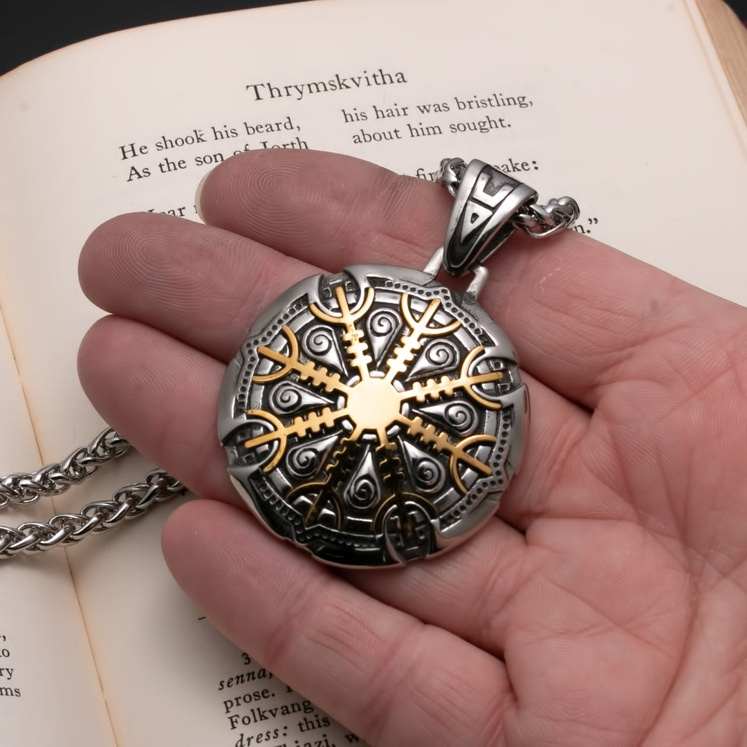 Viking Helm of Awe Stainless Steel Pendant Necklace