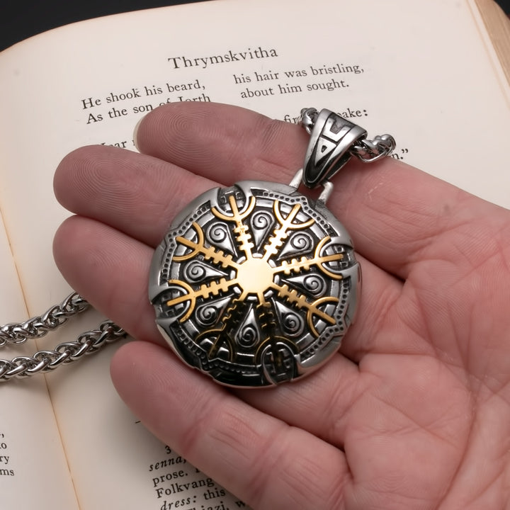 Viking Helm of Awe Stainless Steel Pendant Necklace