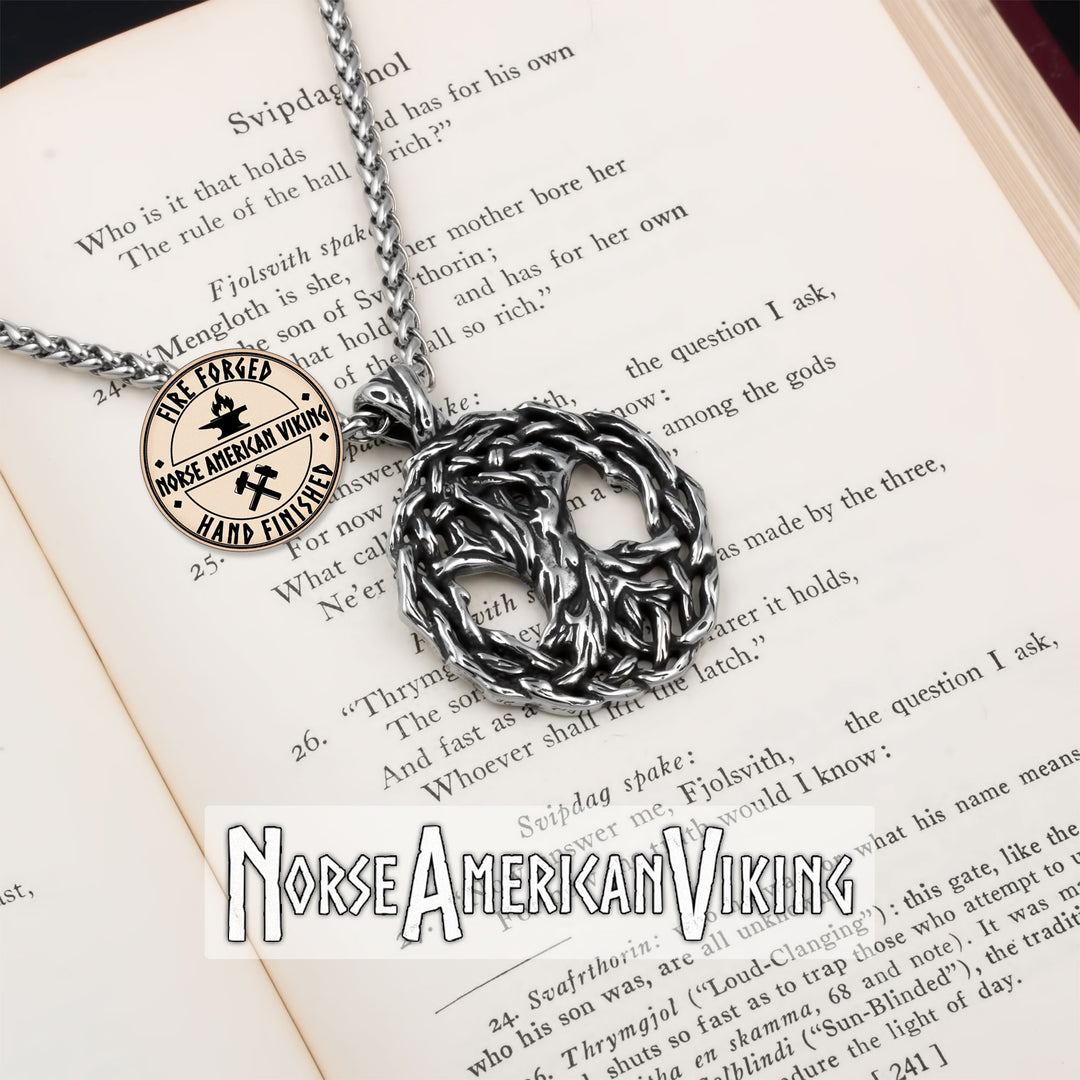 Viking Yggdrasil World Ash Tree Stainless Steel Pendant Necklace