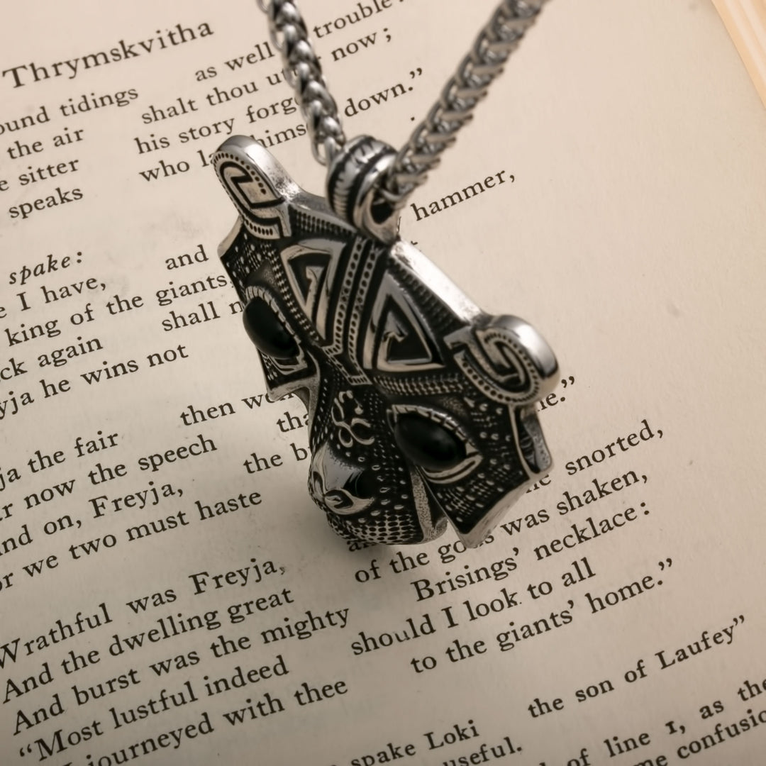 Bear Head with Black Eyes Berserker Viking Pendant Necklace 316L Stainless Steel - view 7