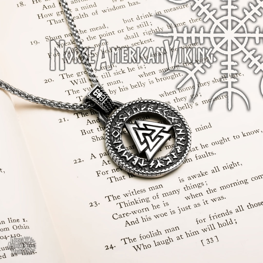 Viking Valknut Rune Stainless Steel Pendant Necklace