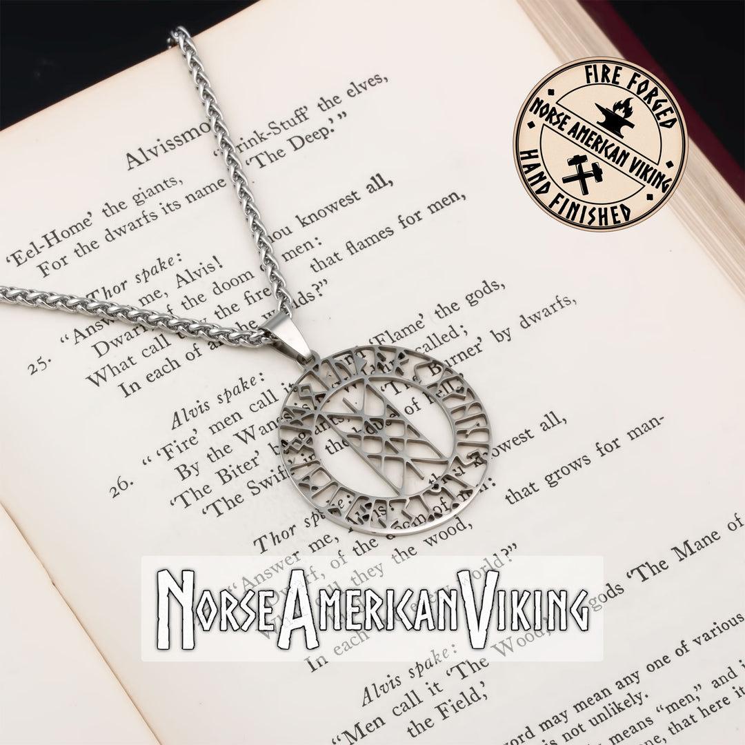 Viking Web of Wyrd Rune Stainless Steel Pendant Necklace