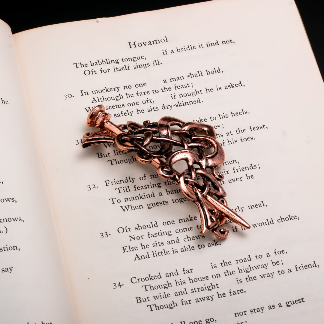 Viking Norse Celtic Hair Pin Guinevere Knot Copper