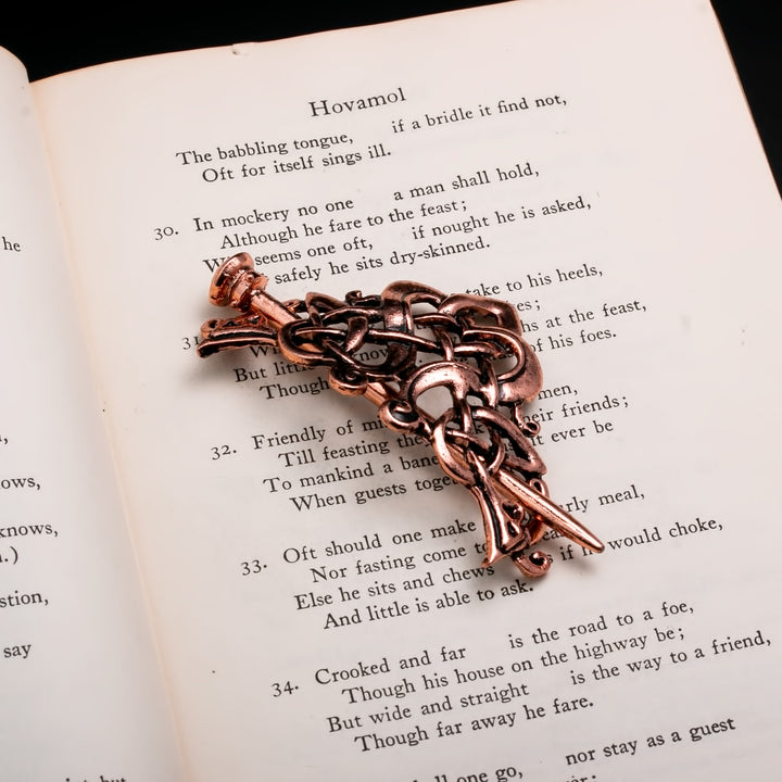 Viking Norse Celtic Hair Pin Guinevere Knot Copper