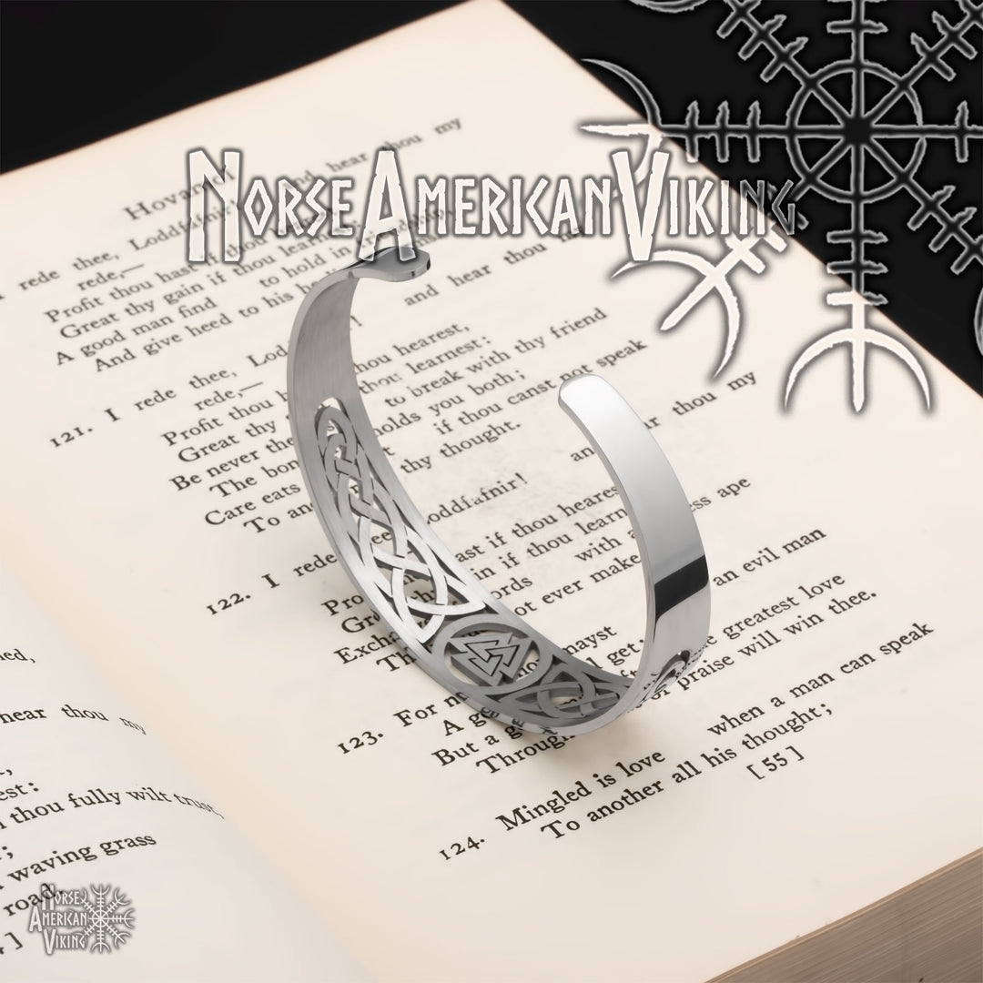 Valknut Viking Cuff Bracelet 316L Stainless Steel