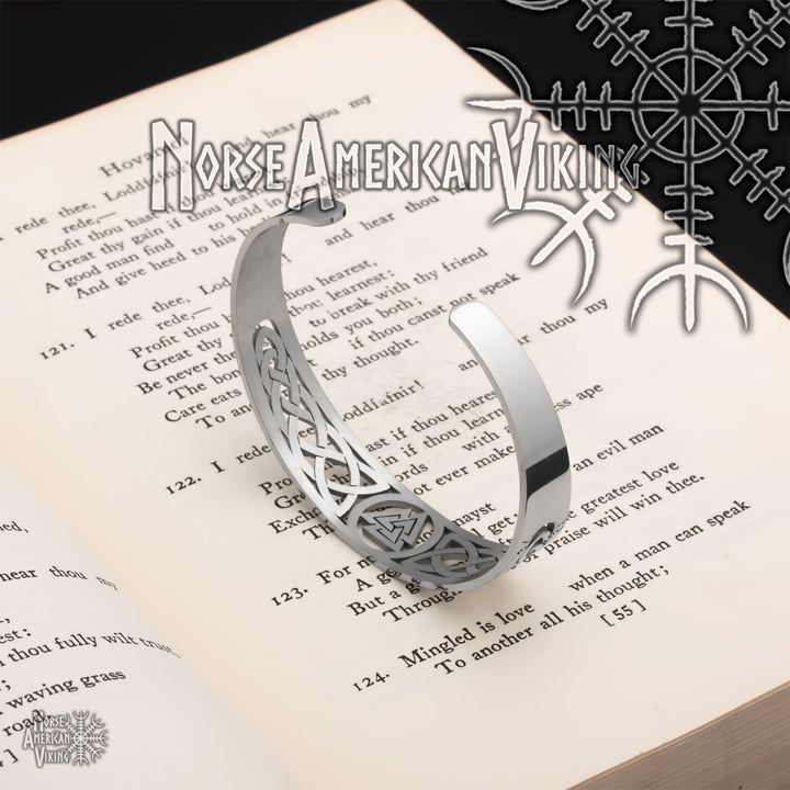 Valknut Viking Cuff Bracelet 316L Stainless Steel