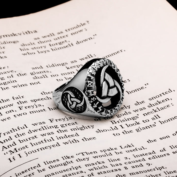 Viking Elder Futhark Rune Ring 316L Stainless Steel Size 7
