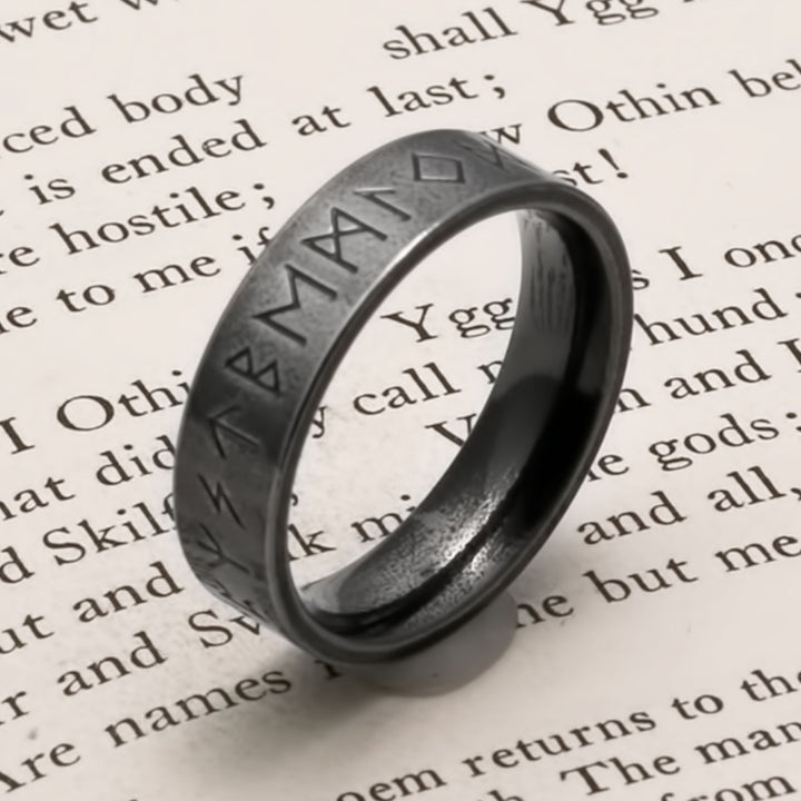Elder Futhark Rune 6mm Ancient Viking Ring 316L Stainless Steel