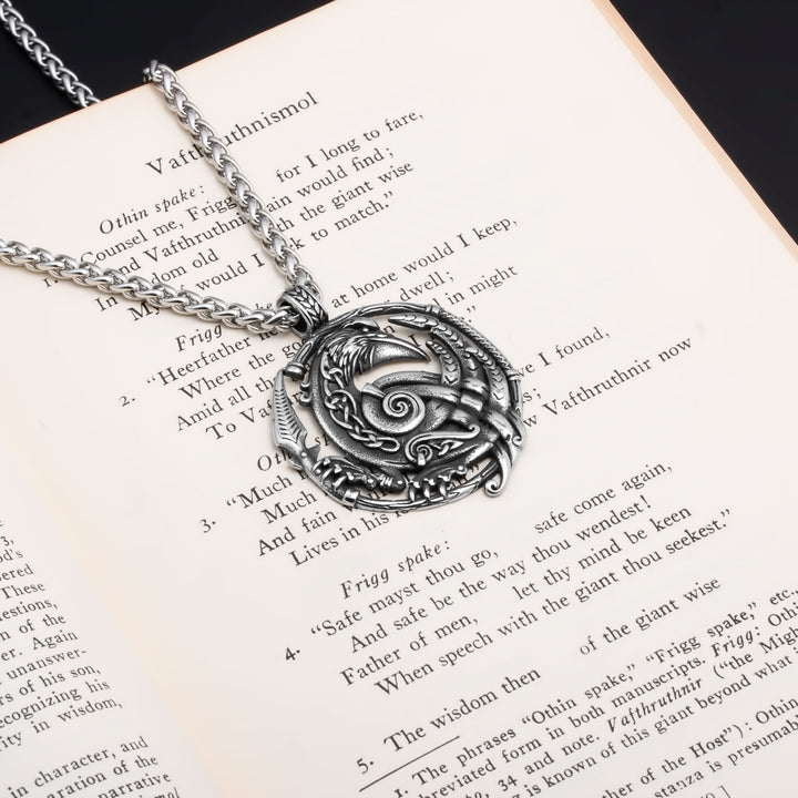 Viking Gungnir Raven Stainless Steel Pendant Necklace