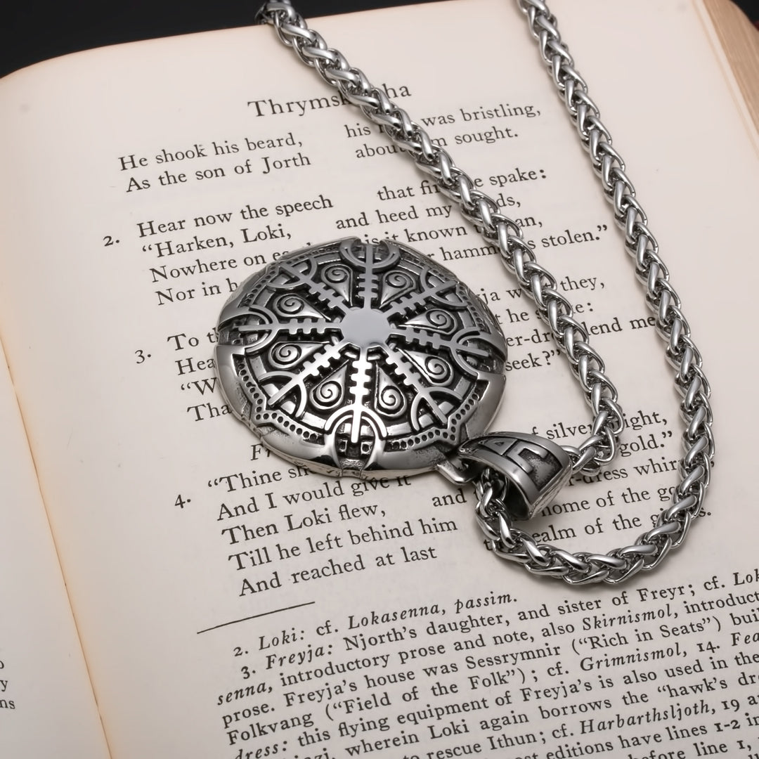 Viking Helm of Awe Stainless Steel Pendant Necklace