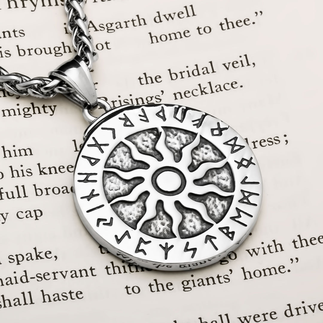 Sun Rune Pendant Necklace Stainless Steel Viking
