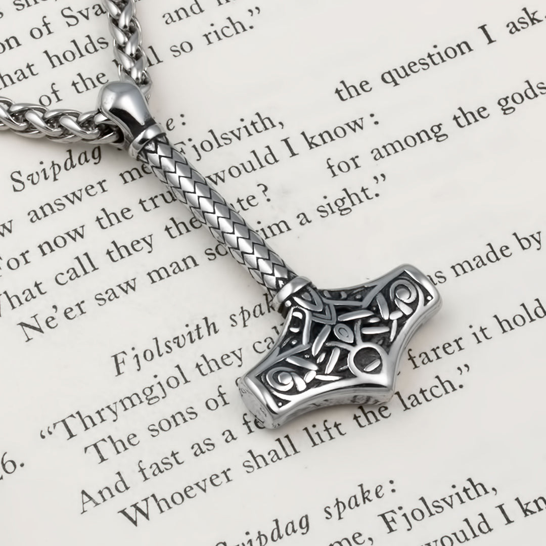 Mjolnir Thor's Hammer Pendant Necklace Stainless Steel Viking