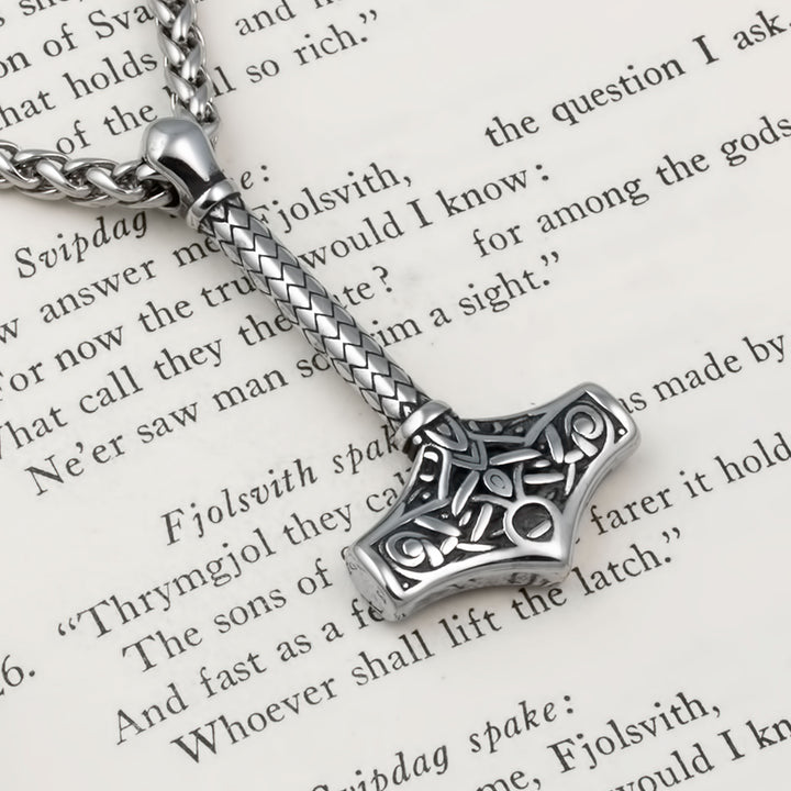 Mjolnir Thor's Hammer Pendant Necklace Stainless Steel Viking