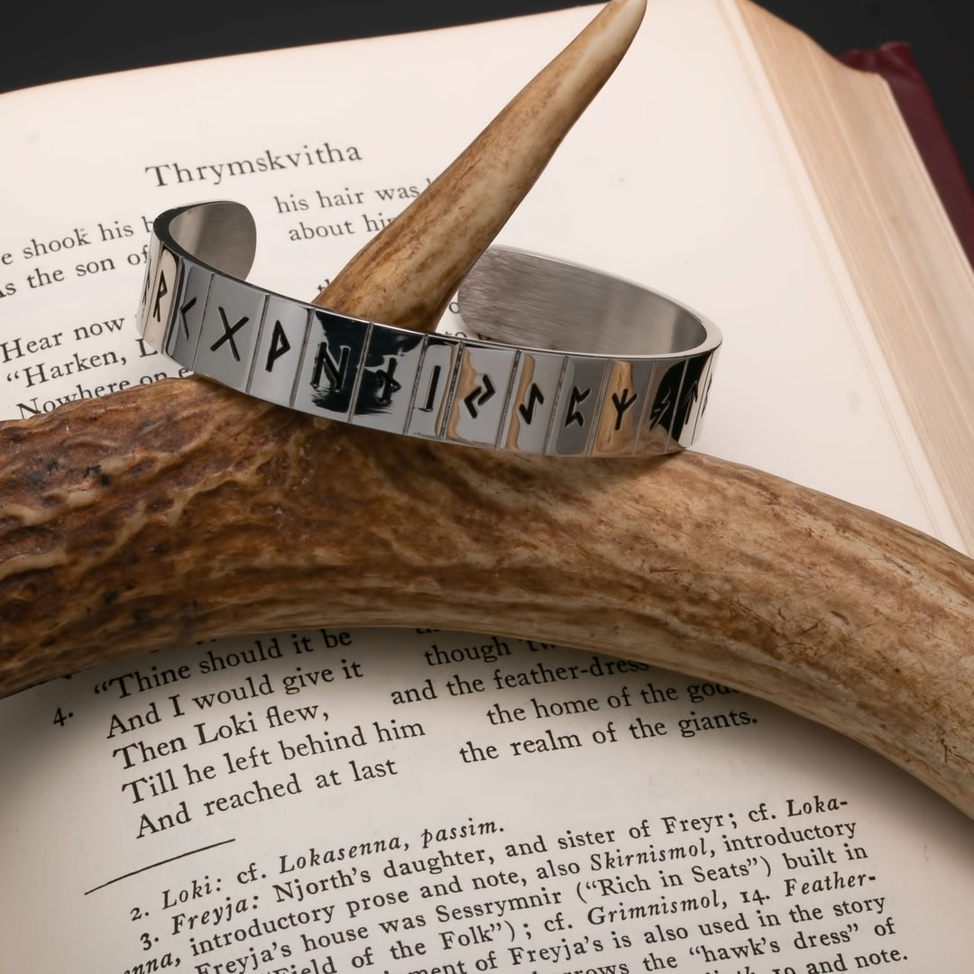 Viking Elder Futhark Rune Cuff Bracelet