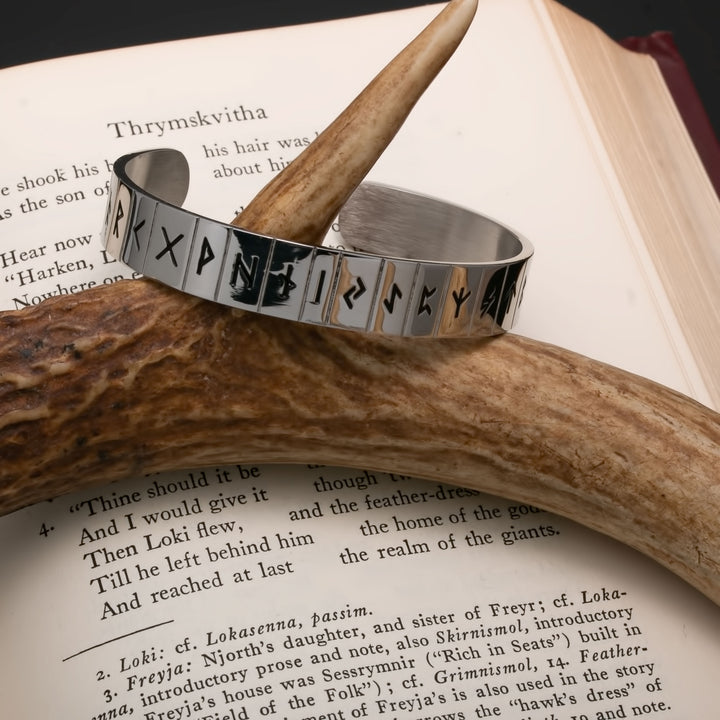 Viking Elder Futhark Rune Cuff Bracelet