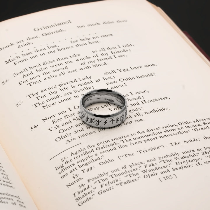 Elder Futhark Rune 8mm Viking Ring 316L Stainless Steel - view 6