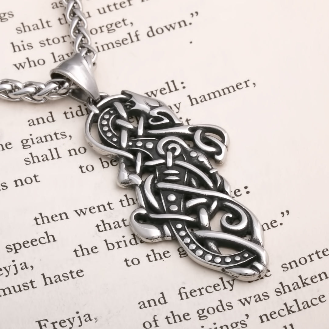 Dragon Knot Viking Pendant Necklace 316L Stainless Steel