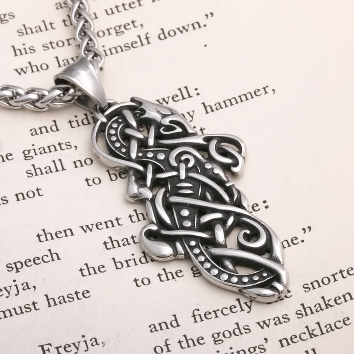 Dragon Knot Viking Pendant Necklace 316L Stainless Steel