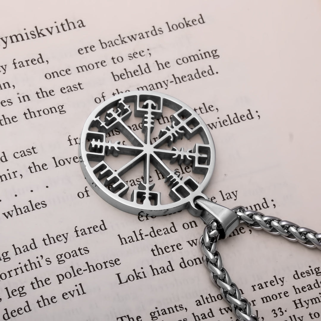 Vegvisir Openwork Viking Pendant Necklace 316L Stainless Steel