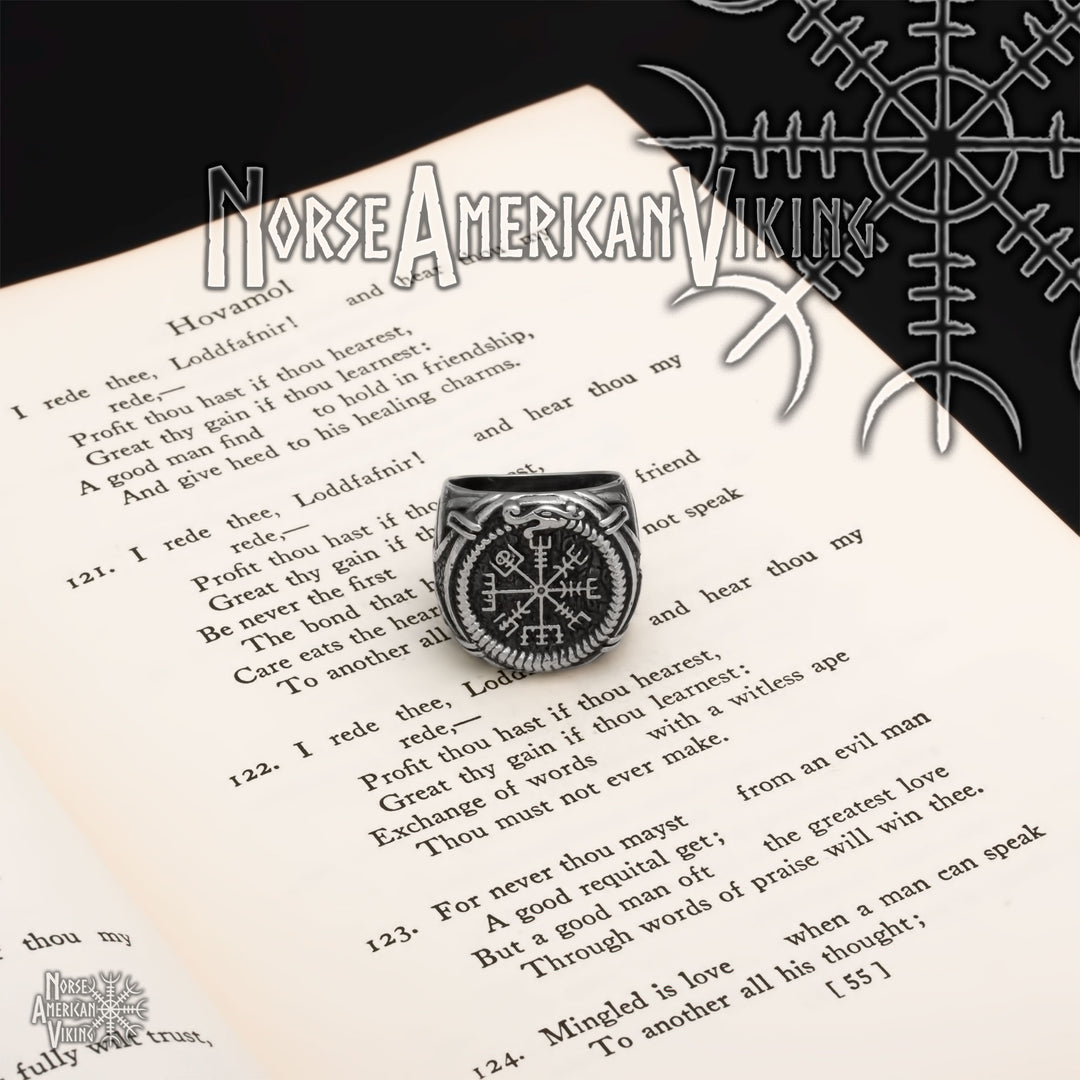 Viking Vegvisir Ring 316L Stainless Steel Size 8