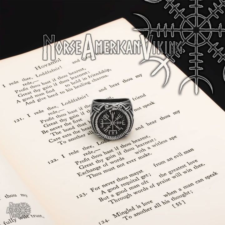 Viking Vegvisir Ring 316L Stainless Steel Size 8