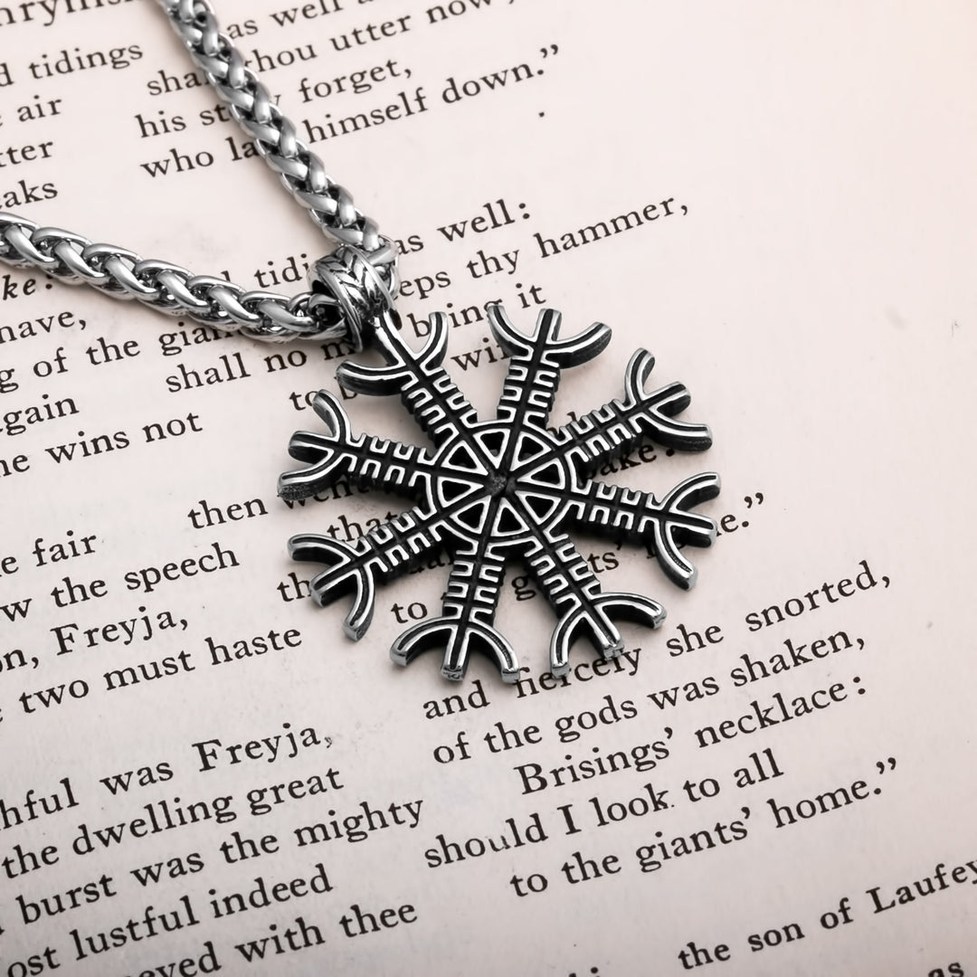 Helm of Awe Open Simple Viking Pendant Necklace 316L Stainless Steel