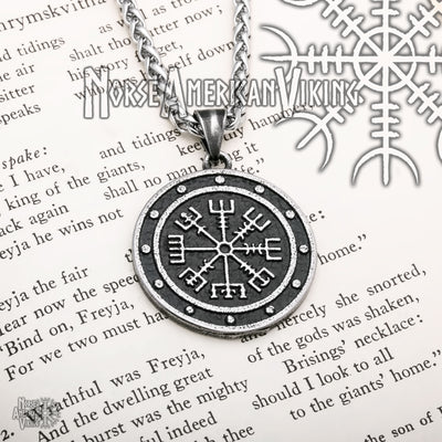 Viking Vegvisir Compass Ancient Stainless Steel Pendant Necklace