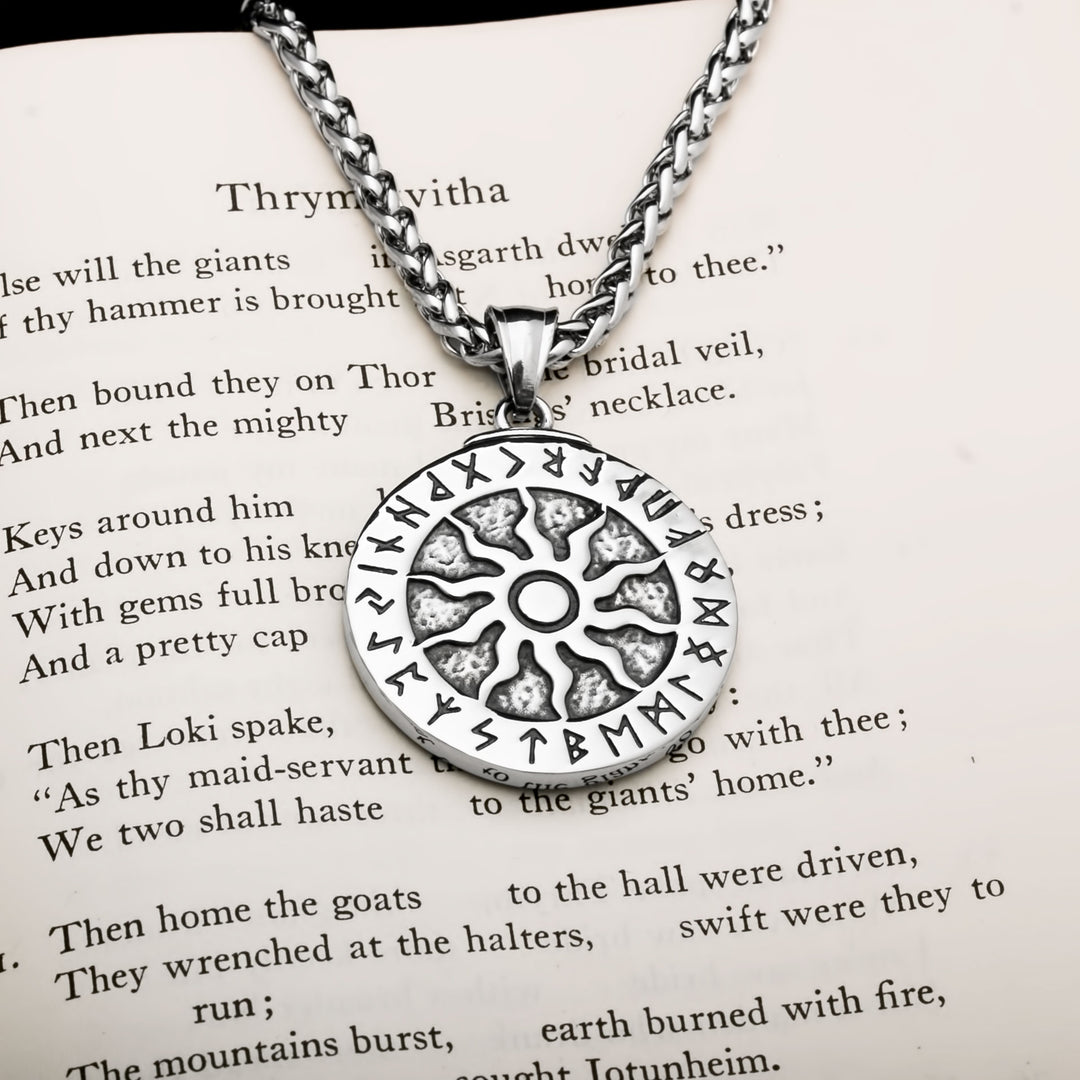 Sun Rune Pendant Necklace Stainless Steel Viking