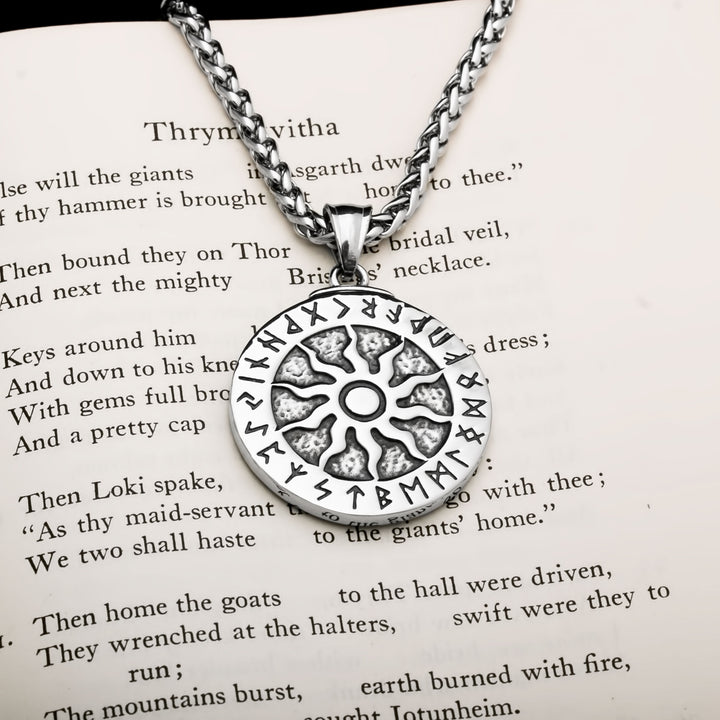 Sun Rune Pendant Necklace Stainless Steel Viking