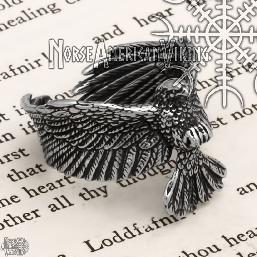 Viking Raven Ring 316L Stainless Steel Size 7
