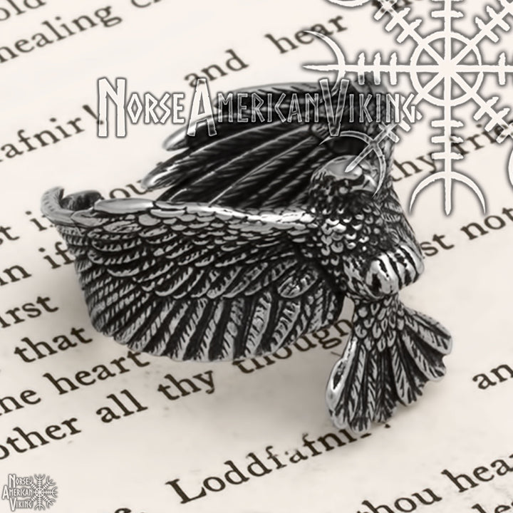 Viking Raven Ring 316L Stainless Steel Size 7