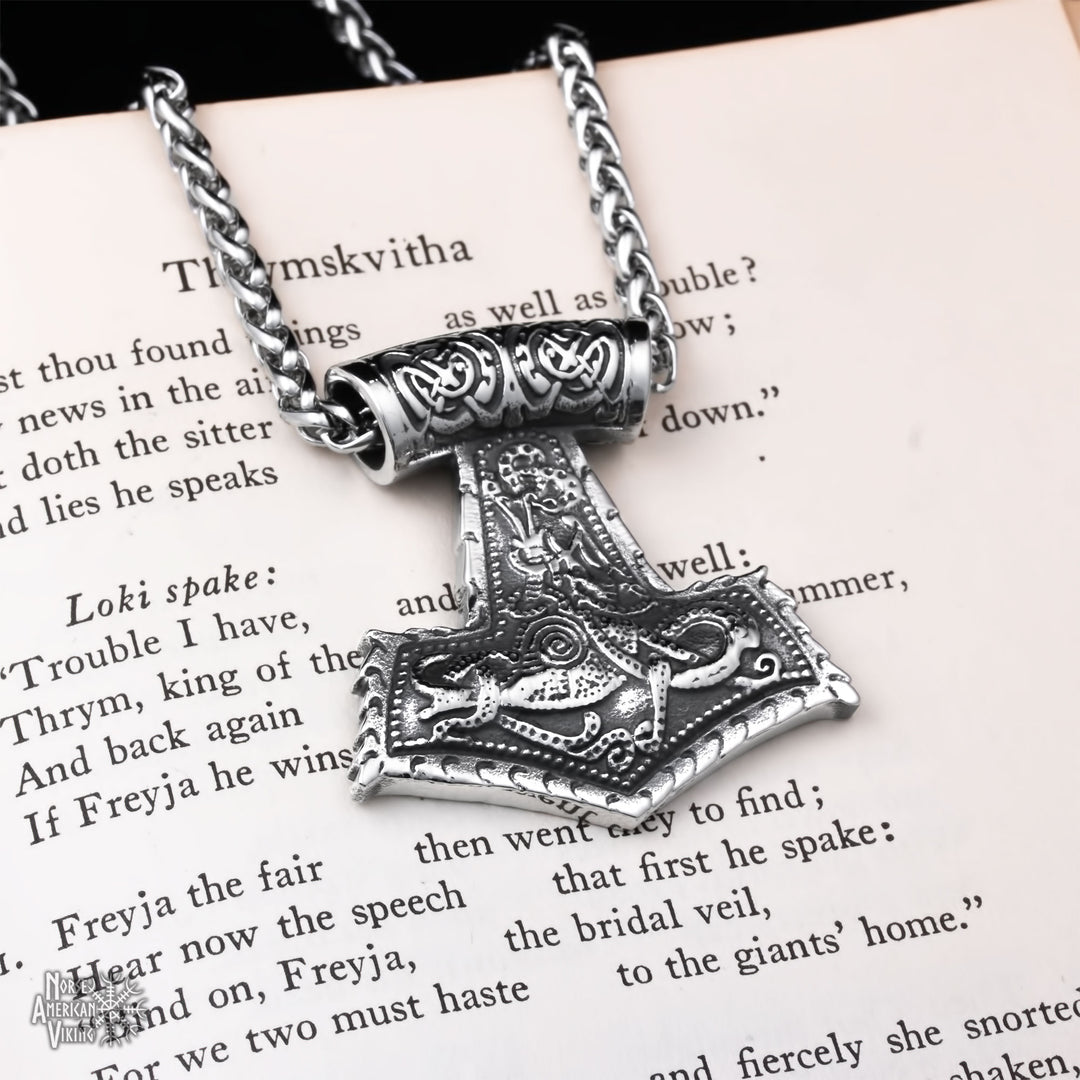 Viking Mjolnir Thor's Hammer Stainless Steel Pendant Necklace