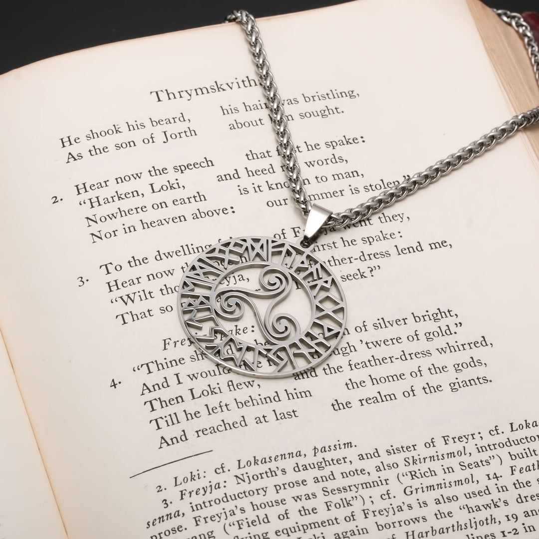 Elder Futhark Rune Viking Pendant Necklace 316L Stainless Steel