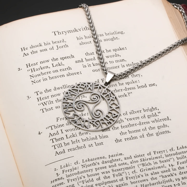 Elder Futhark Rune Viking Pendant Necklace 316L Stainless Steel