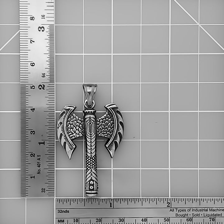 Axe Double Head Viking Pendant Necklace 316L Stainless Steel - view 7
