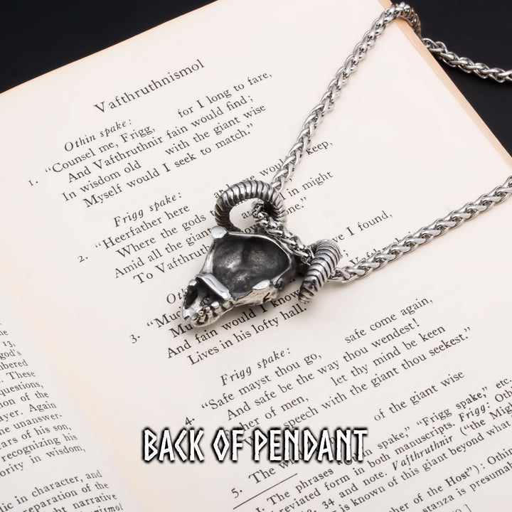 Viking Goat Head Rune Stainless Steel Pendant Necklace