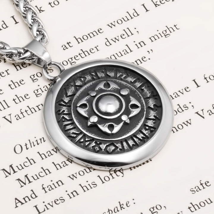 Elder Futhark Rune Viking Pendant Necklace 316L Stainless Steel