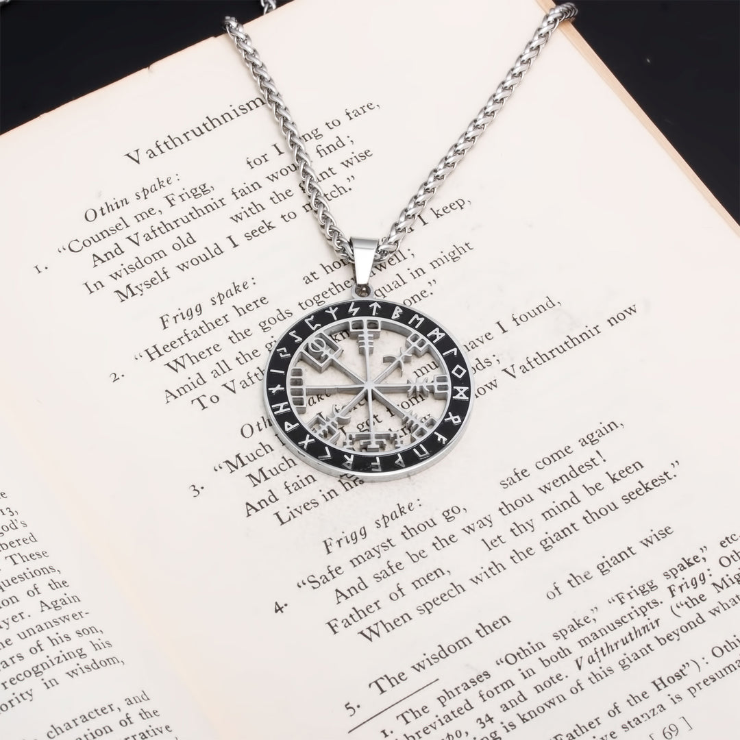 Vegvisir Compass Pendant Necklace Stainless Steel Viking