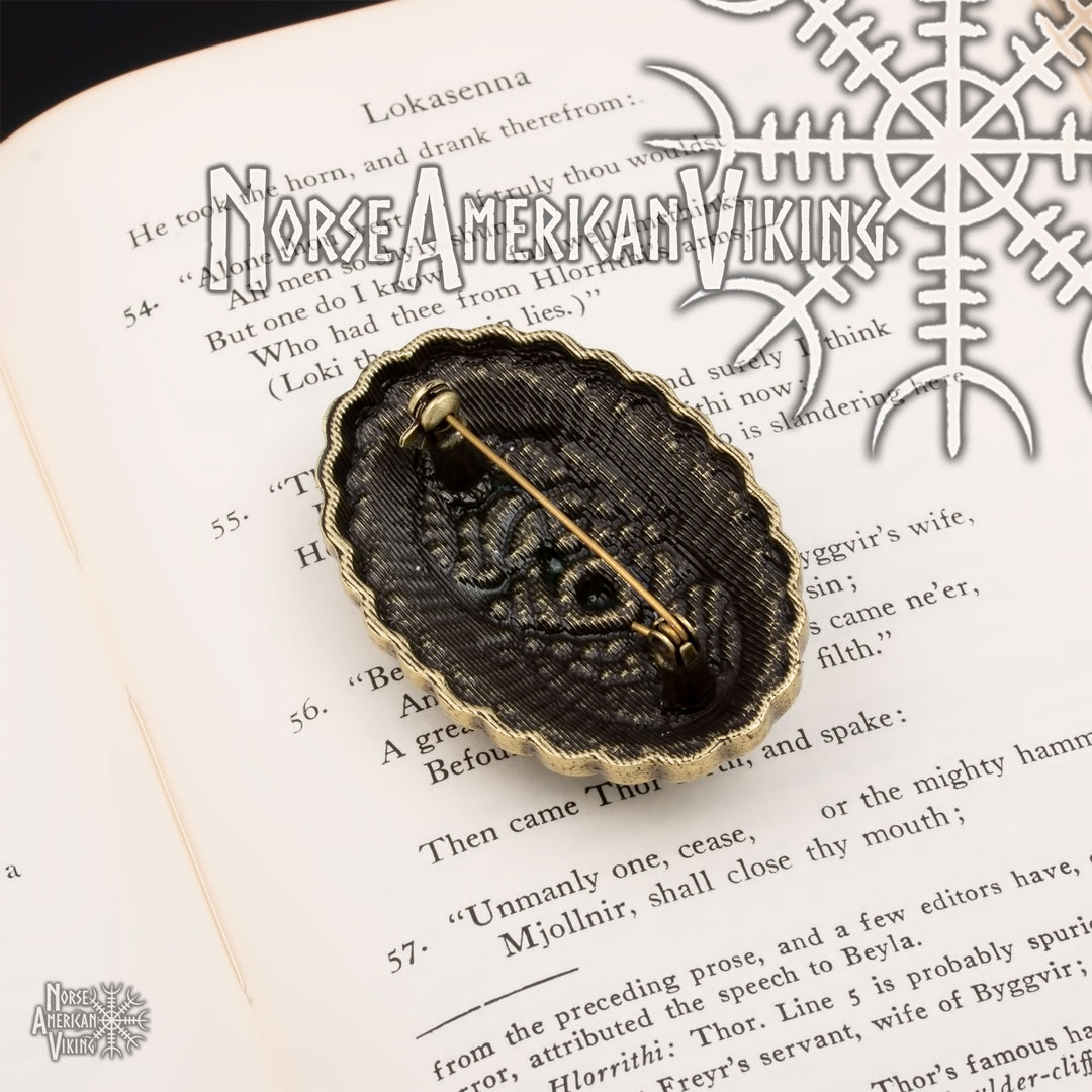 Viking Dragon Broa Oval Tortoise Brooch