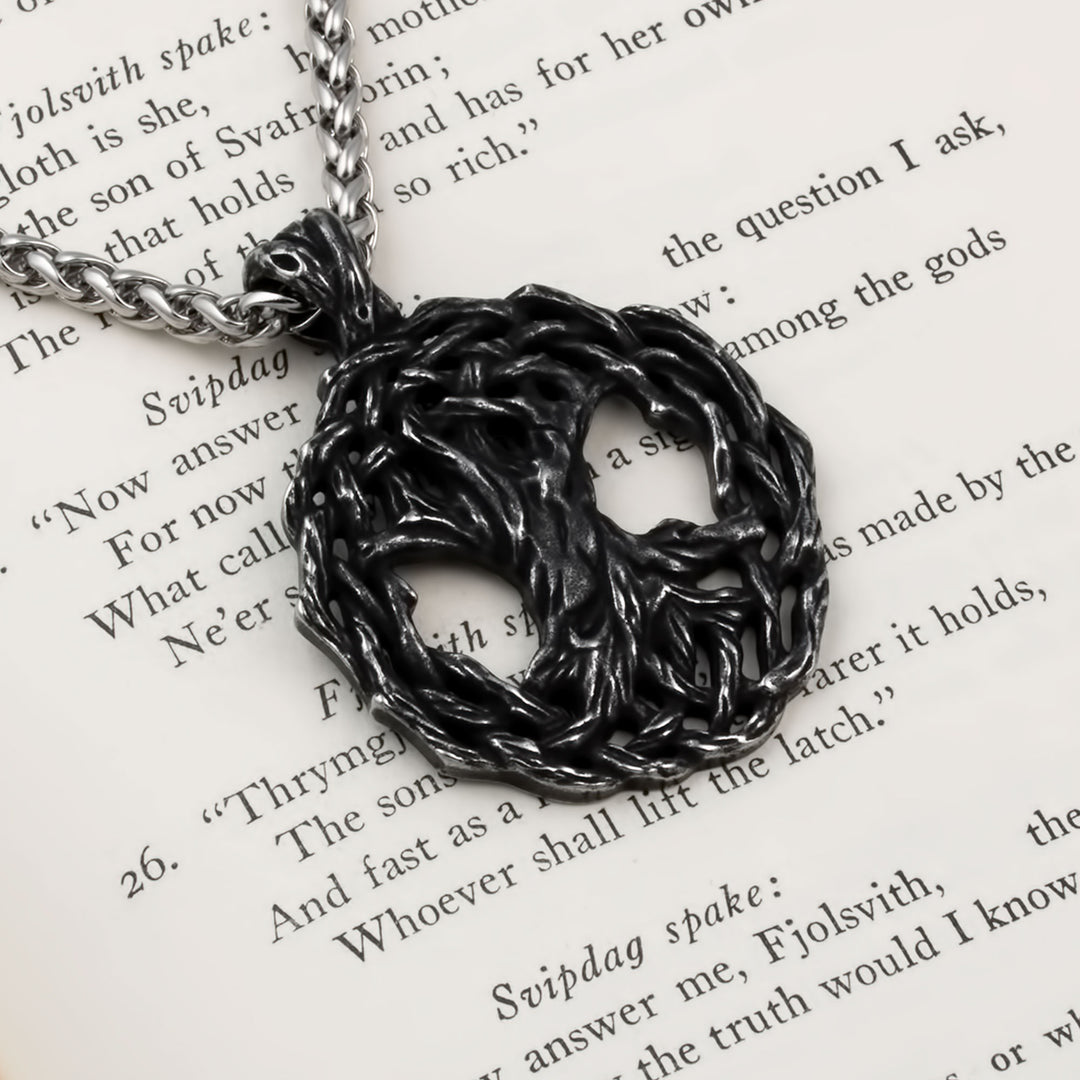 Yggdrasil World Ash Tree Pendant Necklace Stainless Steel Viking