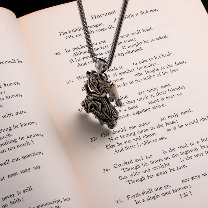 Viking Norse Dragon Fafnir Stainless Steel Pendant Necklace