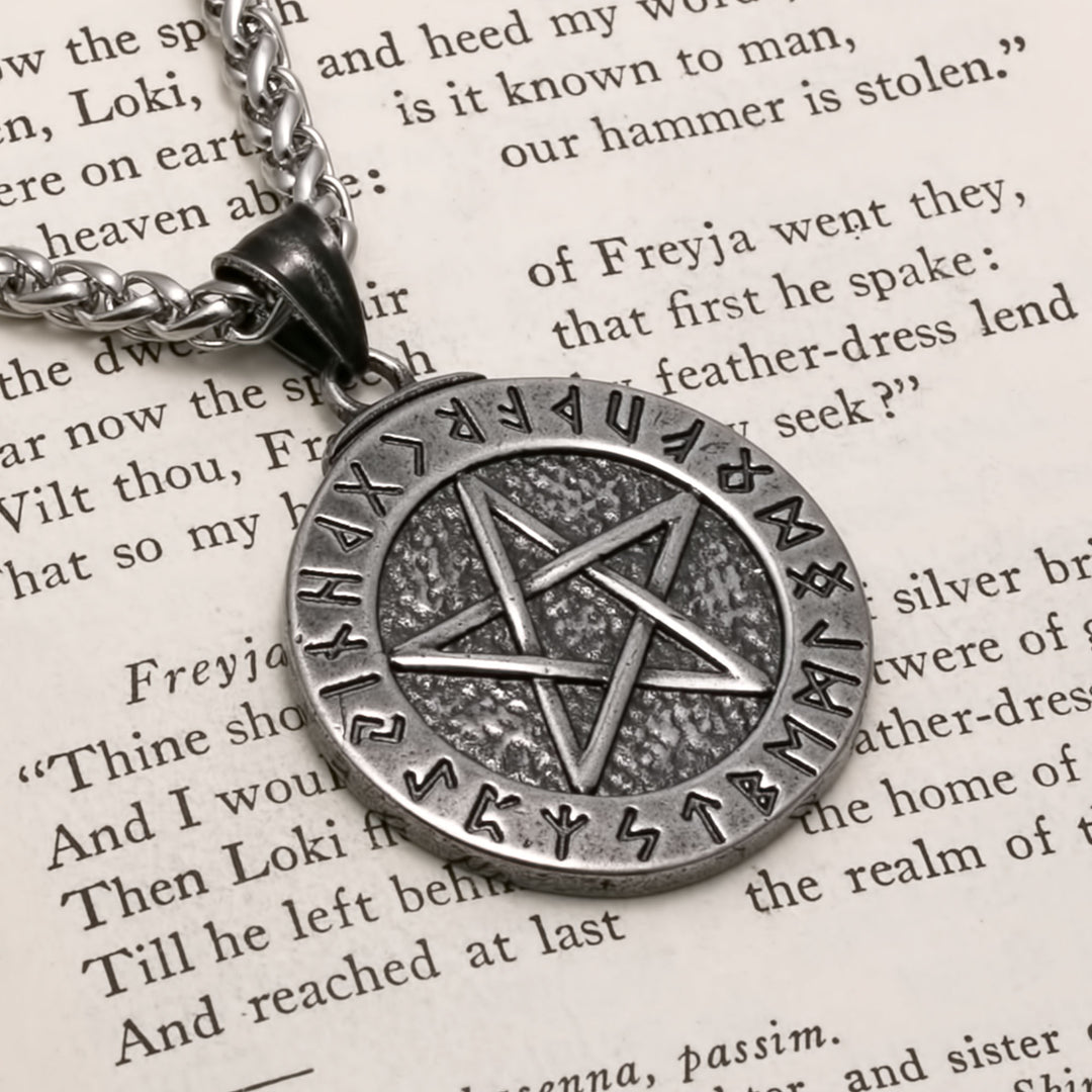 Elder Futhark Rune Viking Pendant Necklace 316L Stainless Steel