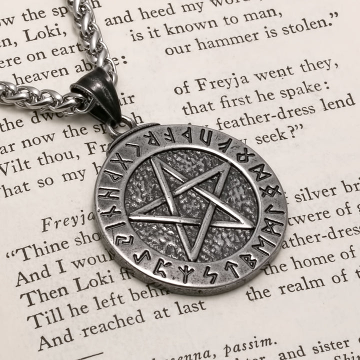 Elder Futhark Rune Viking Pendant Necklace 316L Stainless Steel