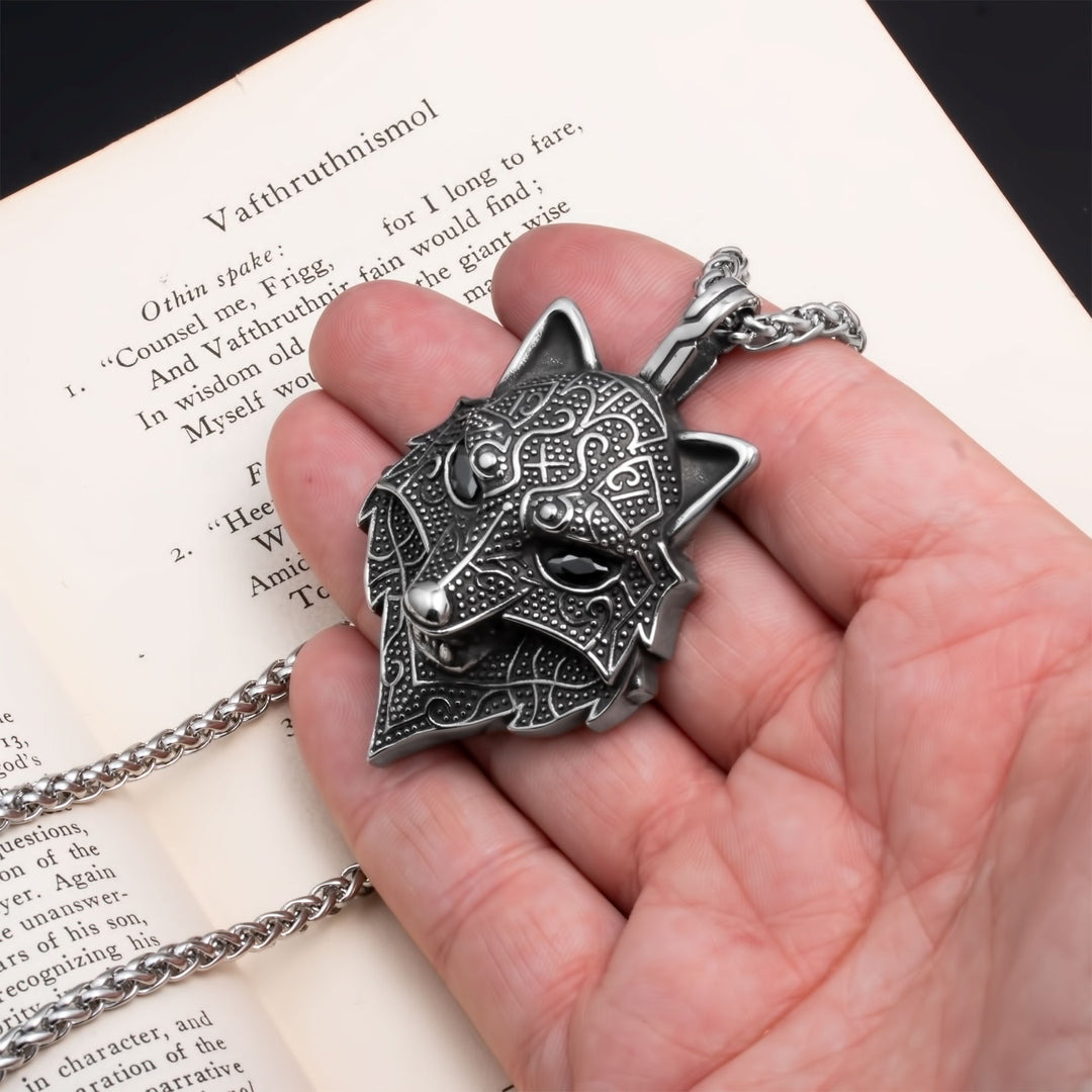 Fenrir Wolf Viking Pendant Necklace 316L Stainless Steel