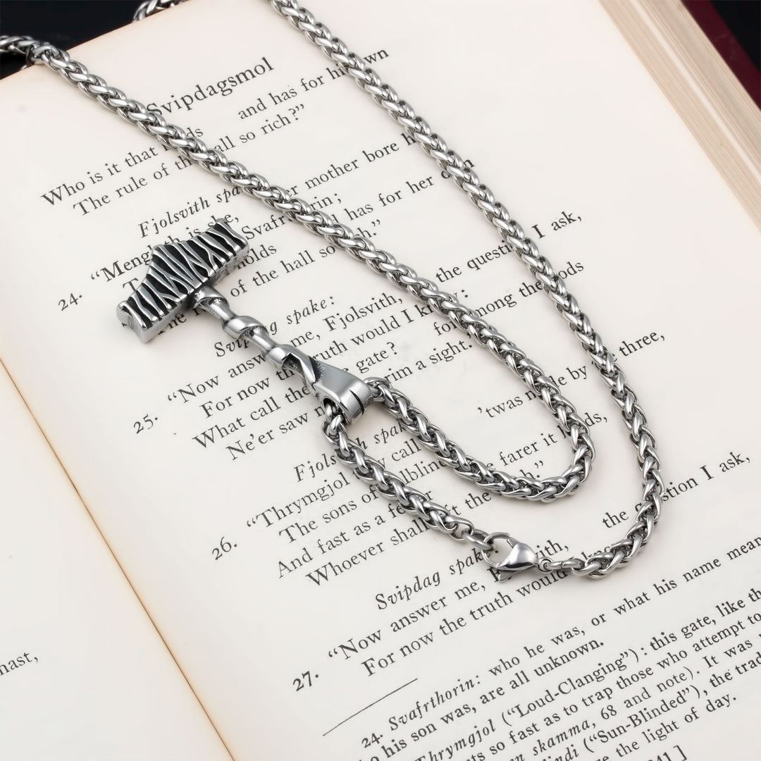 Mjolnir Thor's Hammer Pendant Necklace Stainless Steel Viking