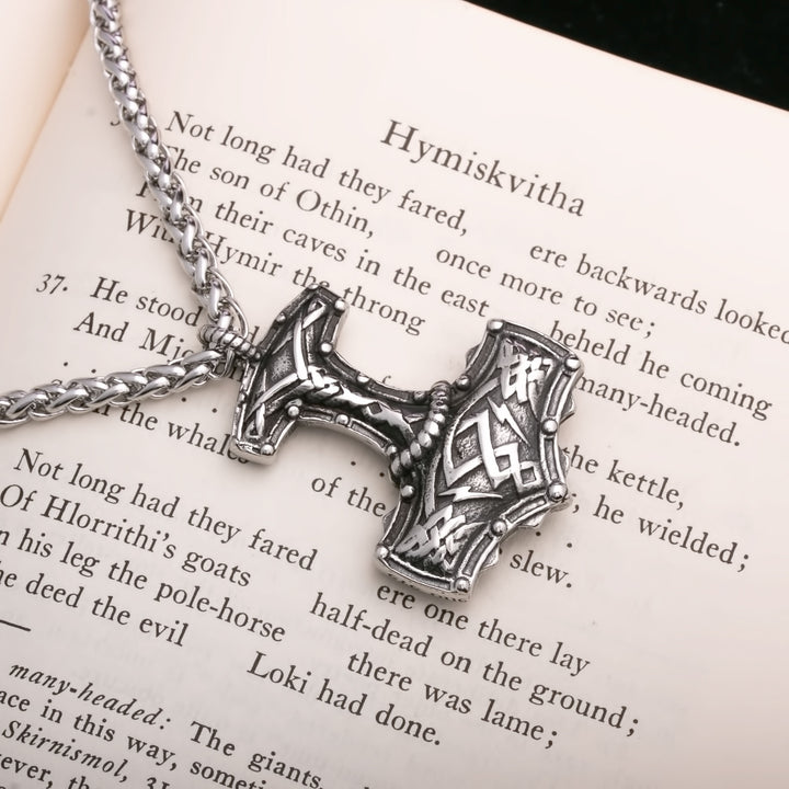 Mjolnir Tribal Viking Pendant Necklace 316L Stainless Steel - view 4