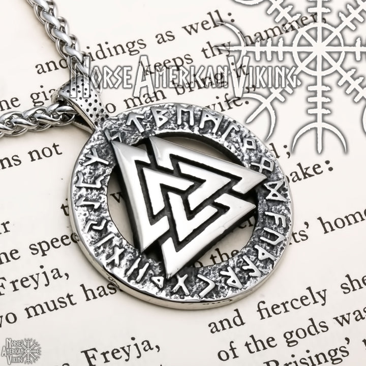 Viking Valknut Slain Warrior Knot Rune Stainless Steel Pendant Necklace