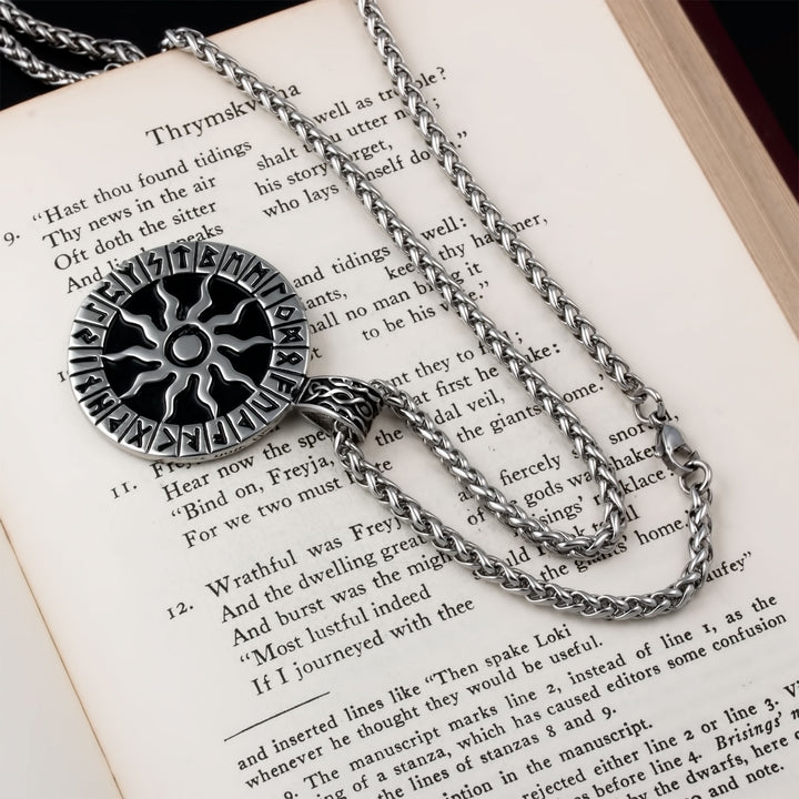 Sun Rune Pendant Necklace Stainless Steel Viking
