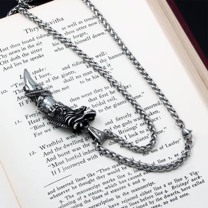 Jormungandr Midgard Serpent Fang Claw Pendant Necklace Stainless Steel Viking