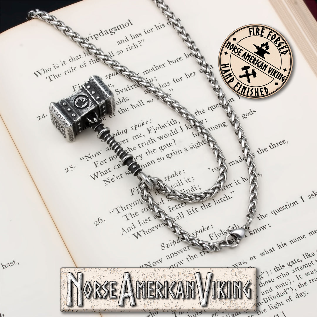 Viking Mjolnir Thor's Hammer Stainless Steel Pendant Necklace